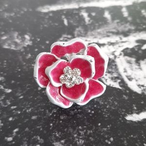 Vintage • Pink enamel flower ring